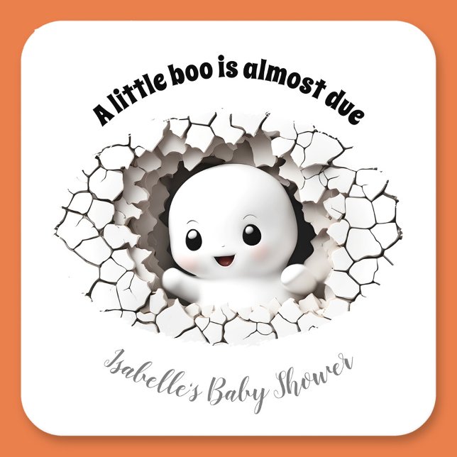 Peeking Little Boo Ghost Baby Duschpapier Unterset Rechteckiger Pappuntersetzer (Peeking baby ghost Halloween baby Shower Paper Coaster, A little boo is almost due)