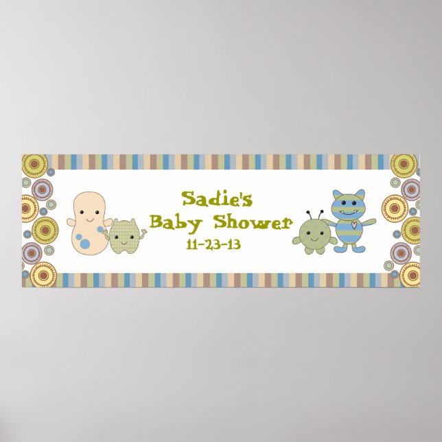 Peeking Monsters Baby Shower Banner Poster (Vorne)