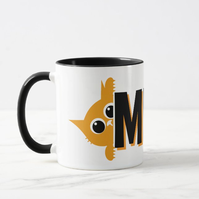 Peeking Orange Cat Meow Design Coffee Mug Tasse (Links)