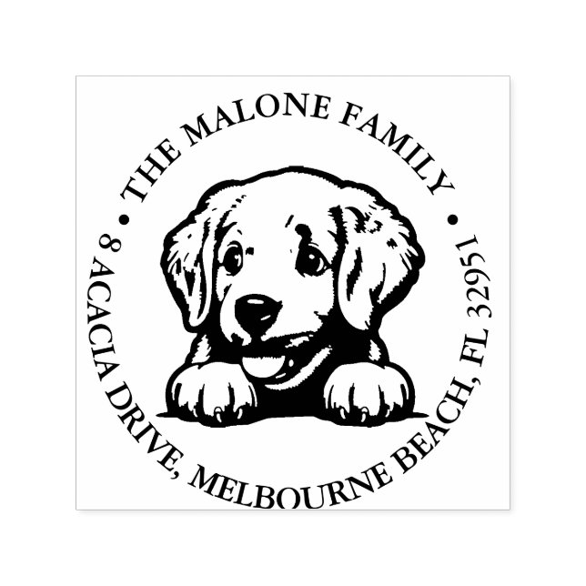 Peeking Retriever Puppy Personalisiert Theme Permastempel (Design)