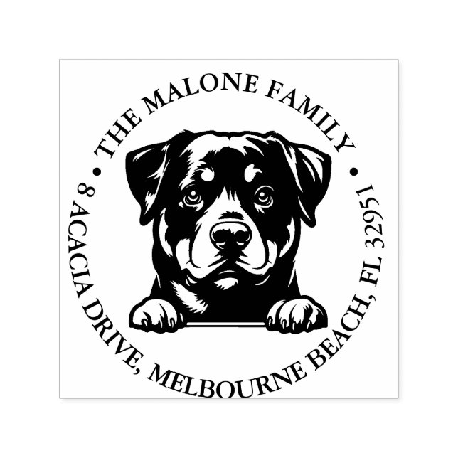 Peeking Rockweiler Puppy Personalisiertes Thema Permastempel (Design)