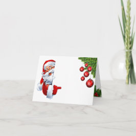 Peeking Santa – Festive Christmas Clipart for Card Dankeskarte