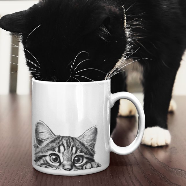 Peeking Sneaky Cat Kitten Adorable Kaffeetasse (Von Creator hochgeladen)