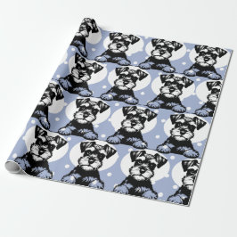 Peeking Terrier Blue Personalisiert Theme Geschenkpapier