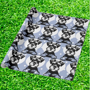 Peeking Terrier Blue Personalisiert Theme Geschenkpapier