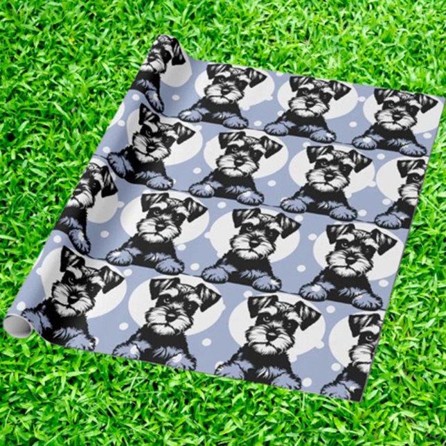 Peeking Terrier Blue Personalisiert Theme Geschenkpapier (Wrap your gifts with love using Peeking Terrier Blue personalized theme wrapping paper. )