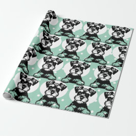 Peeking Terrier Green Personalisiert Theme Geschenkpapier