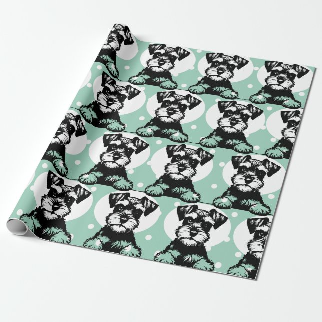 Peeking Terrier Green Personalisiert Theme Geschenkpapier (Ungerollt)