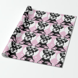 Peeking Terrier Pink Theme Geschenkpapier