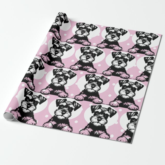 Peeking Terrier Pink Theme Geschenkpapier (Ungerollt)