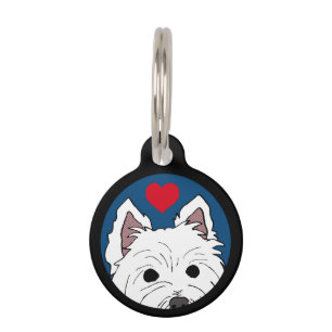 Peeking Westie mit Heart Pet Tag Haustiermarke