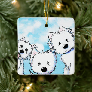 Peeking Westies Keramikornament