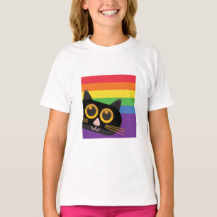 Peekkatze in Regenbogen T-Shirt