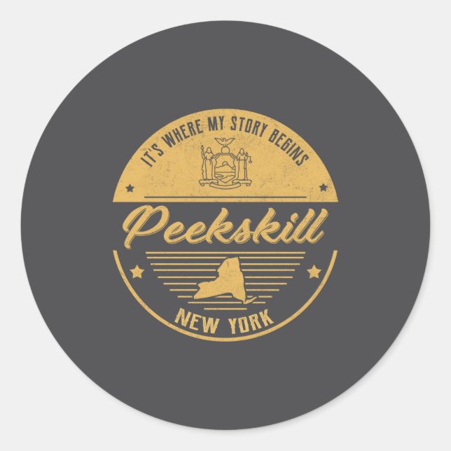 Peekskill New York Its Where My Story Begins _1  Runder Aufkleber (Vorderseite)