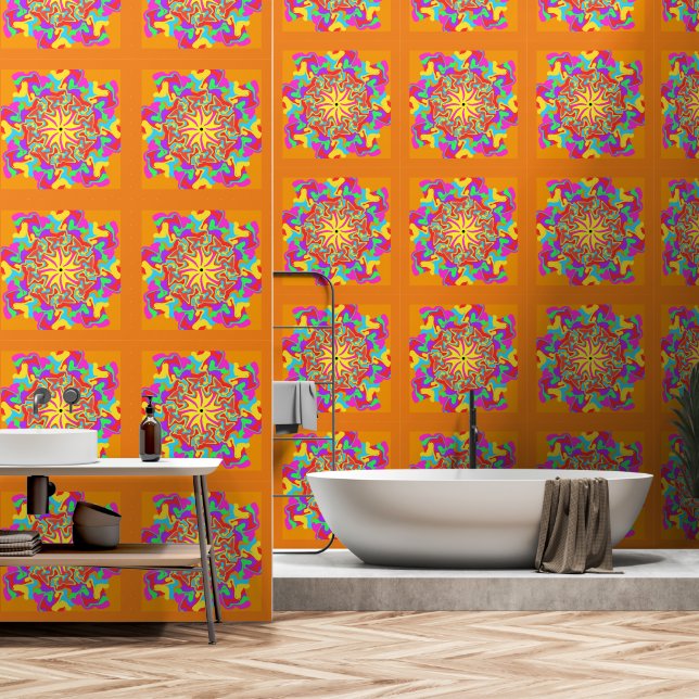 Peel and Stick Wallpaper 32 - Naranja Tapete (Badezimmer)