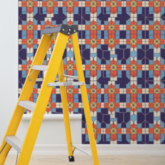 Peel Stick Artdeco Tiles Muster Blau Orange Tapete