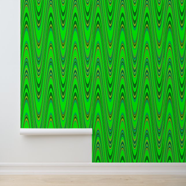 Peel Stick Green Zigzag Geometrisches Muster Tapete (Anwendung)