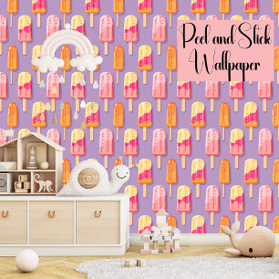 Peel & Stick Popsily Summer Ice Cream Girl Tapete