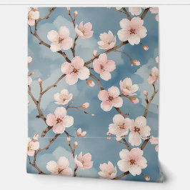 Peel und Stick Cherry Blossom Wasserfarbe Blau Tapete