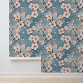 Peel und Stick Cherry Blossom Wasserfarbe Blau Tapete