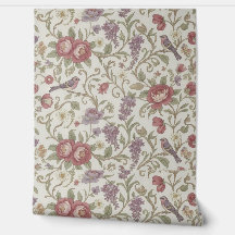 Peel- und Stick-Tapete - Vintage Blütenvögel