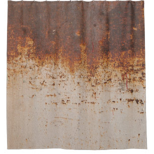 Peeling Farbe, rostige Wandstruktur. Duschvorhang