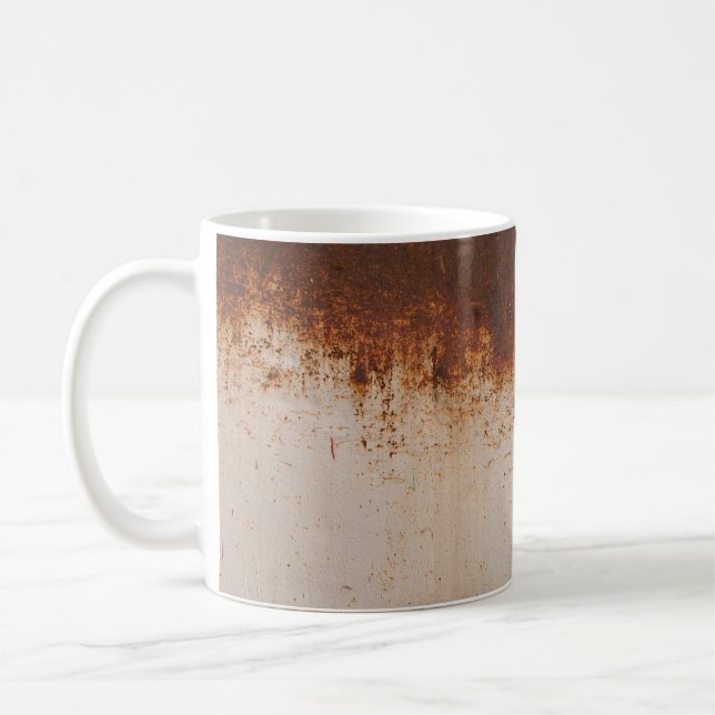 Peeling Farbe, rostige Wandstruktur. Kaffeetasse (Links)