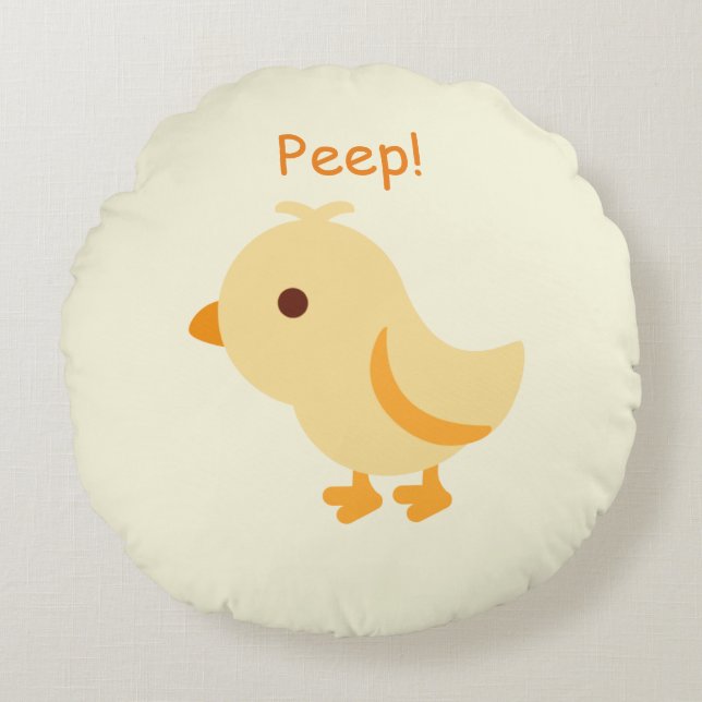 Peep Chick Yellow Niedlich Kinderzimmer Boys Girls Rundes Kissen (Vorderseite)