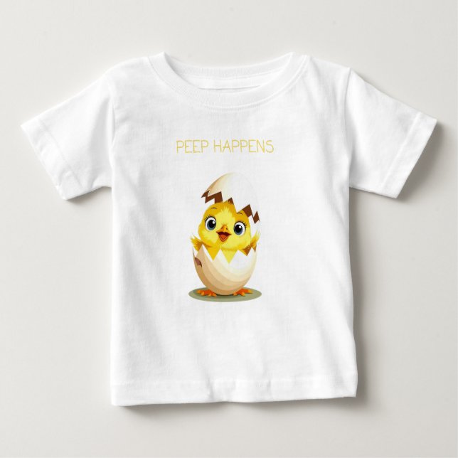 Peep Happens" Niedlicher Baby T - Shirt (Vorderseite)