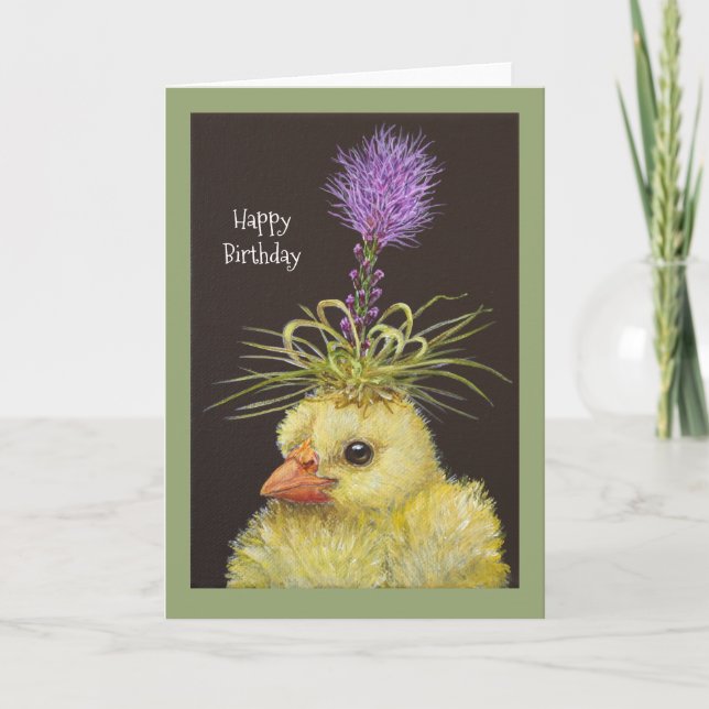 Peep mit Liatris Geburtstagskarte Karte (Vorderseite)