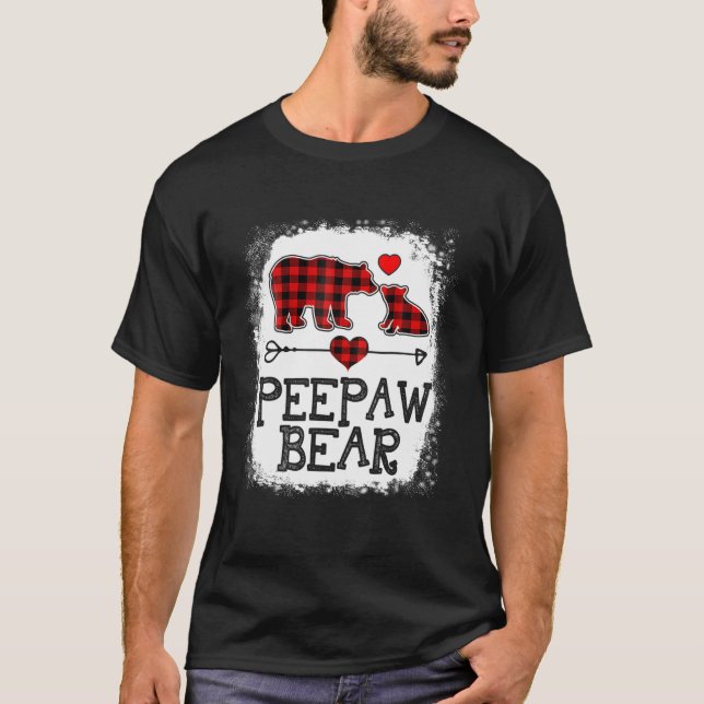 Peepaw Bear Christmas Pajama Red Kariert Buffalo F T-Shirt (Vorderseite)