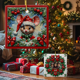 Peeping Christmas Mouse individuell anpassbar Keramikornament