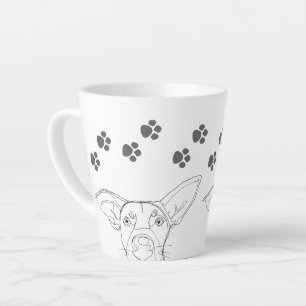 Peeping Dog Face and Paw Prints Milchtasse