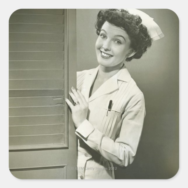 Peeping Nurse Quadratischer Aufkleber (Vorderseite)