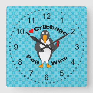 Peg-Wins-Cribage Quadratische Wanduhr