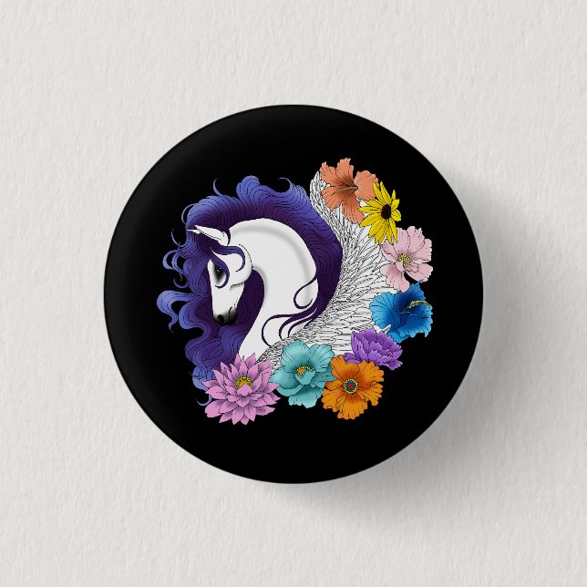 Pegasus Black Floral Button (Vorderseite)
