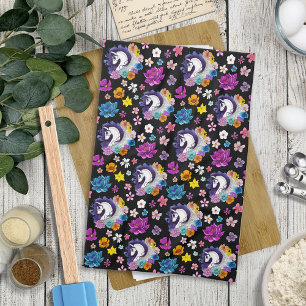 Pegasus Black Floral Geschirrtuch