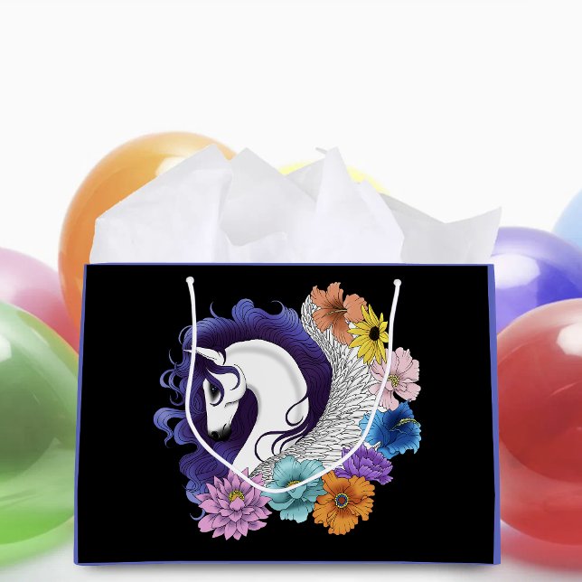 Pegasus Black Floral Große Geschenktüte (Von Creator hochgeladen)