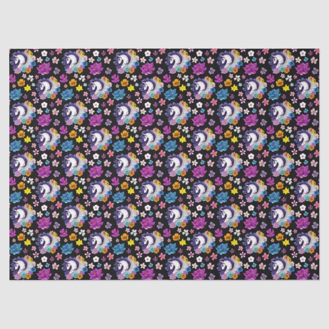 Pegasus Black Floral Seidenpapier (Vorderseite)