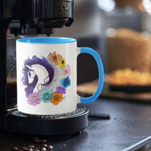 Pegasus Black Floral Tasse