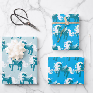 Pegasus Blues Wrapping Paper Sheets Geschenkpapier Set