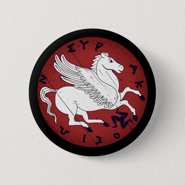 Pegasus, das weiße Pferd der griechischen Mytholog Button (Vorderseite)