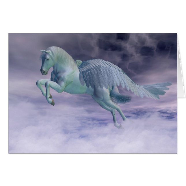 Pegasus, der durch Sturm-Wolken galoppiert (Vorderseite (Horizontal))