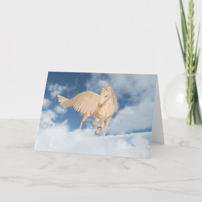 Pegasus, der unten durch Wolken schaut Karte (Vorderseite)