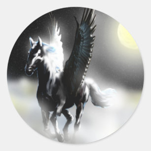 Pegasus des Mondes Runder Aufkleber