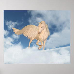 Pegasus durch Wolken hinunter Poster