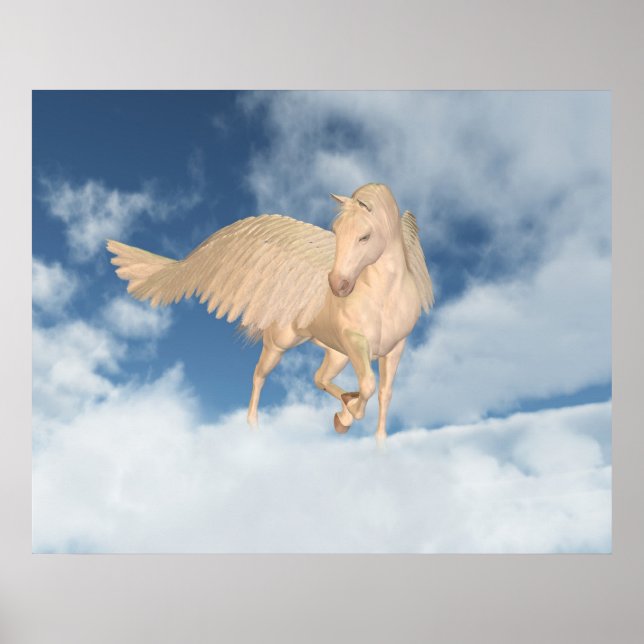 Pegasus durch Wolken hinunter Poster (Vorne)