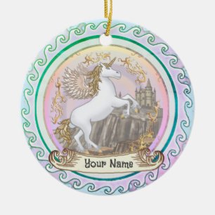 Pegasus Einhorn Burg Keramik Ornament