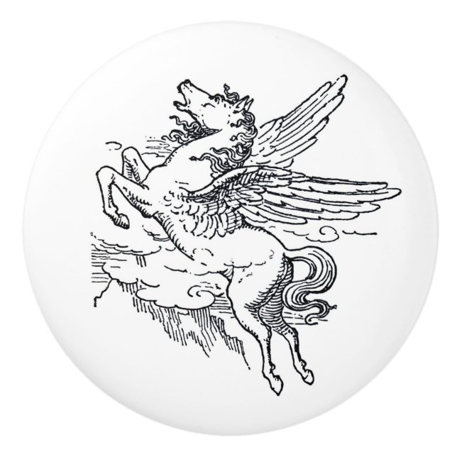 Pegasus-Fabelwesen Keramikknauf (Vorderseite)