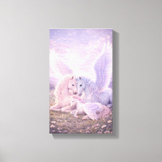 Pegasus-Familie – Sanfte Pastell-Fantasie-Leinwand Leinwanddruck